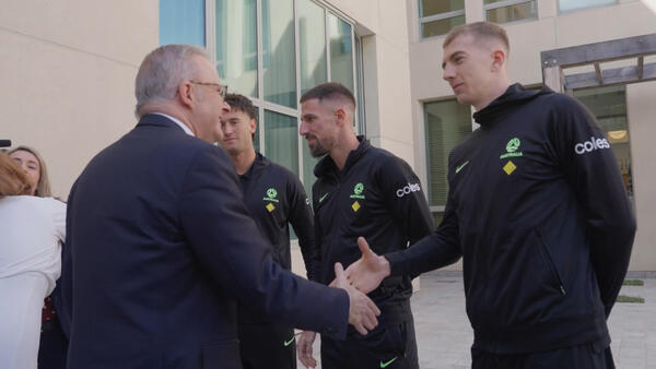 CommBank Socceroos visit Prime Minister of Australia Anthony Albanese at Parliament House